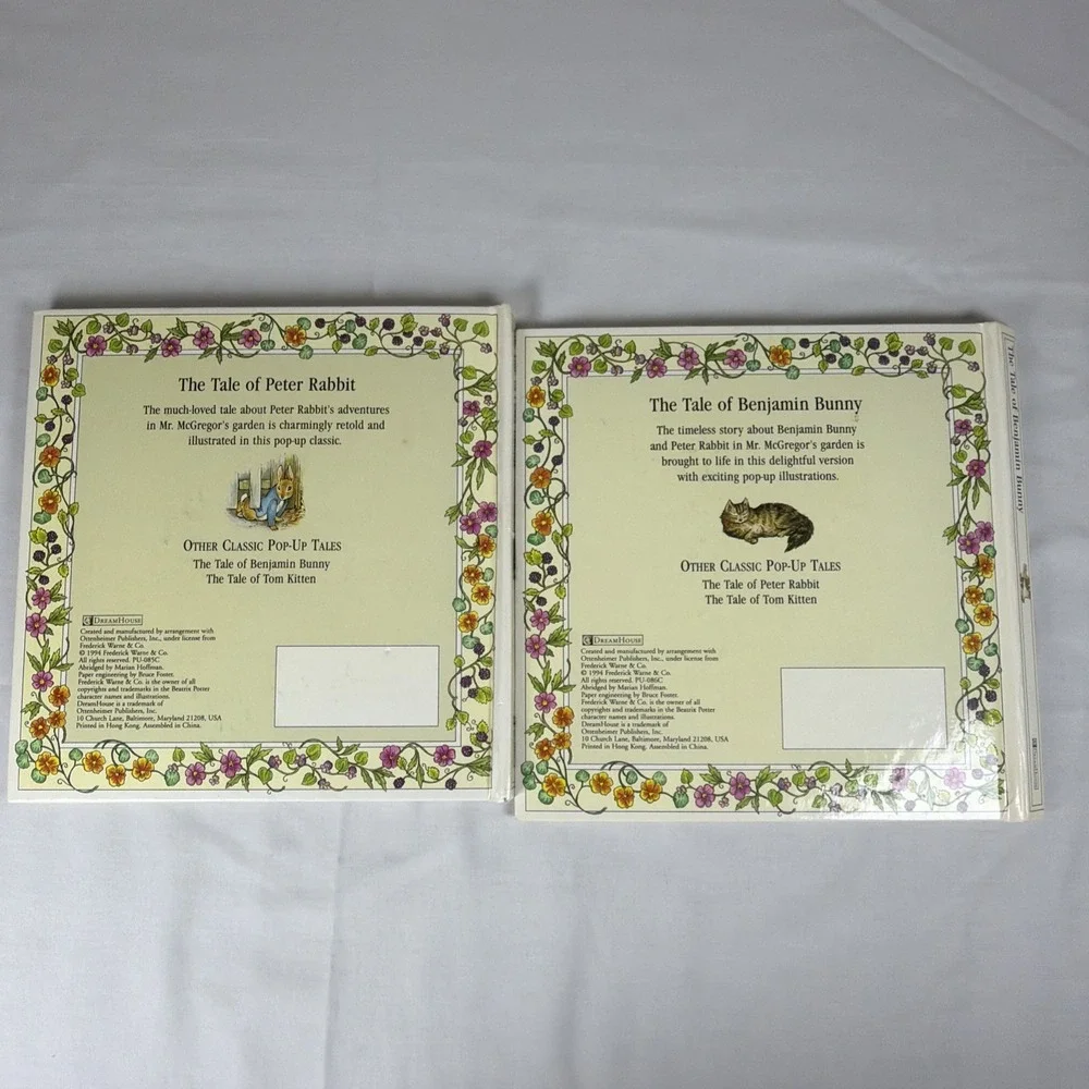 Beatrix Potter Pop-Up Books Set Peter Rabbit & Benjamin Bunny Vintage 1994 3D
